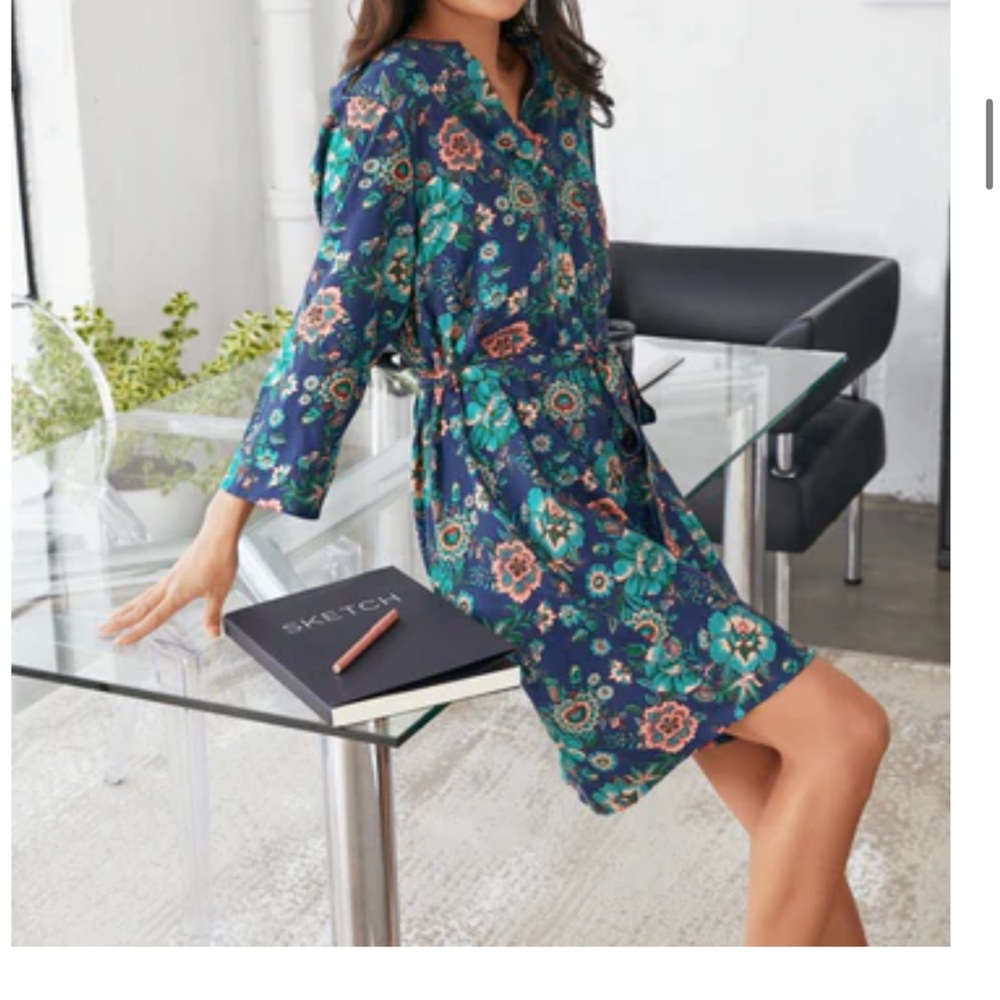 Floral Button Down Shirt Dress